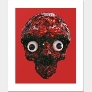 BOO BOO RED SKULL WITH EYES Posters and Art
